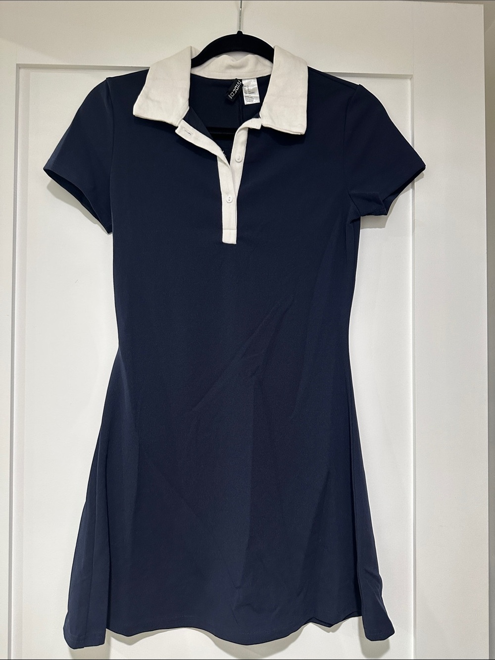 H&M Navy Mini Polo Dress with White Collar